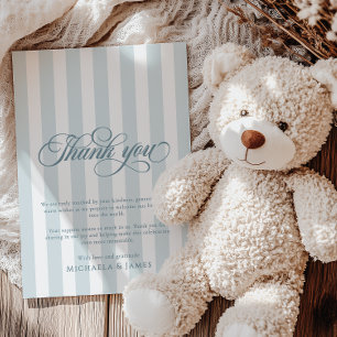 Carte De Remerciements Élégant écriture et rayures Baby Shower