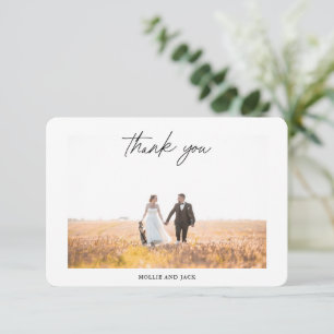 Carte De Remerciements Élégant Écriture Moderne Script Mariage Photo The