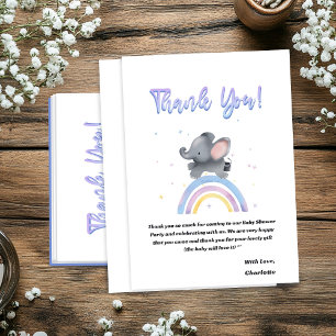 Carte De Remerciements Élégant éléphant avec une arc-en-ciel coloré pour