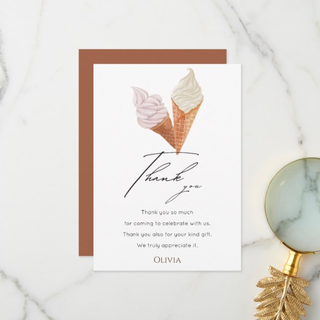 Carte De Remerciements Elegant Elle A Été Prise Dans Une Fête De Mariage  (Devant/Arrière en situation)