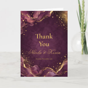 Carte De Remerciements Élégant Encre Alcoolique Or Mariage Anniversaire d