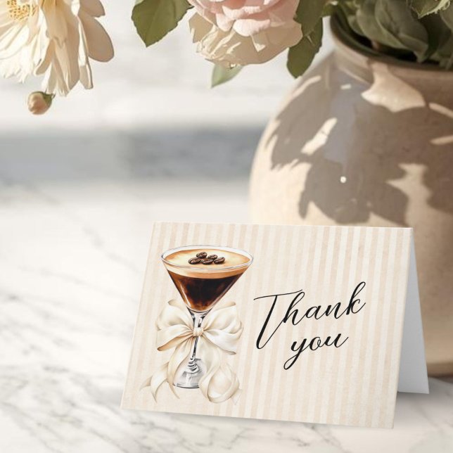 Carte De Remerciements Elegant Espresso Martini Folded Thank You Card (A tini bit older Espresso martini  Birthday thank you card)
