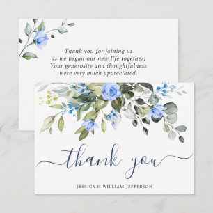 Carte De Remerciements Elegant Eucalyptus Blue Roses Greenery