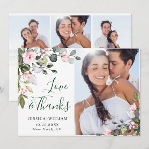 Carte De Remerciements Elegant Eucalyptus Blush Pink Roses 4 PHOTO