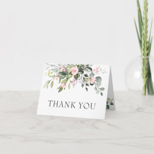 Carte De Remerciements Elégant Eucalyptus Blush Rose Roses Mariage