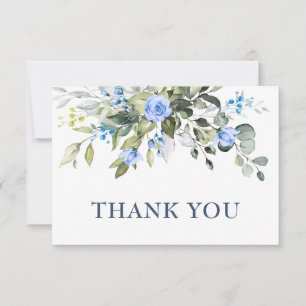 Carte De Remerciements Elégant Eucalyptus Dusty Bleu Rose Vert Boho