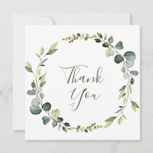 Carte De Remerciements Elégant Eucalyptus moderne Aquarelle Wreath Boho