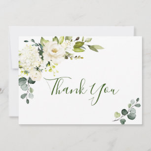 Carte De Remerciements Elégant Eucalyptus Roses Blanches Floral