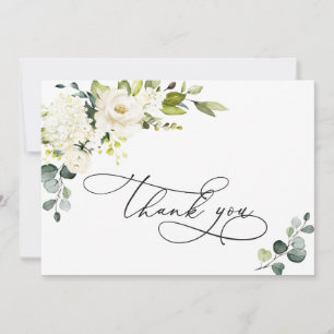 Carte De Remerciements Elégant Eucalyptus Roses Blanches Floral