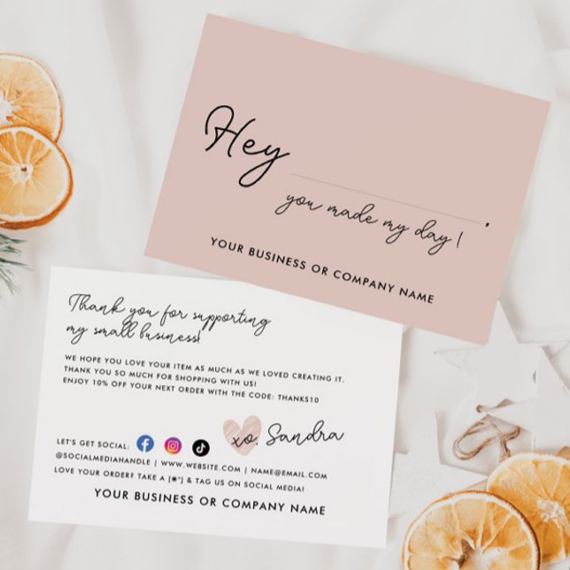 Carte De Remerciements Élégant Fabriqué Mon Coeur de Jour Commande d'entr (Créateur téléchargé)