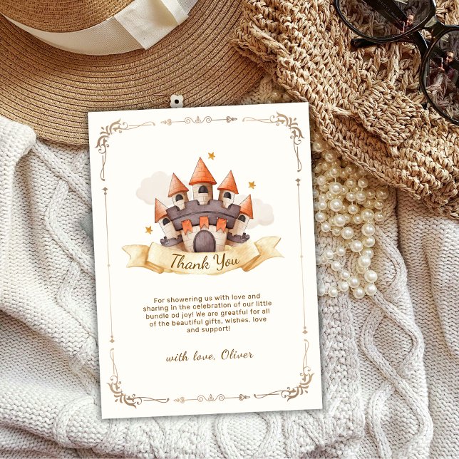 Carte De Remerciements Elegant Fairytale Prince Castle Baby Shower  (Elegant Fairytale Prince Castle Baby Shower Thank You Card)