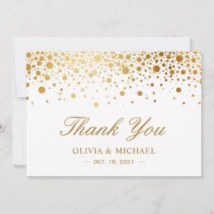 Carte De Remerciements Elégant Faux Gold Foil Confetti Dots