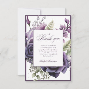 Carte De Remerciements Élégant Fleur de Funérailles Pourpre Prune