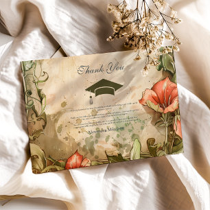 Carte De Remerciements Élégant Fleur sauvage Bloom Graduation Party