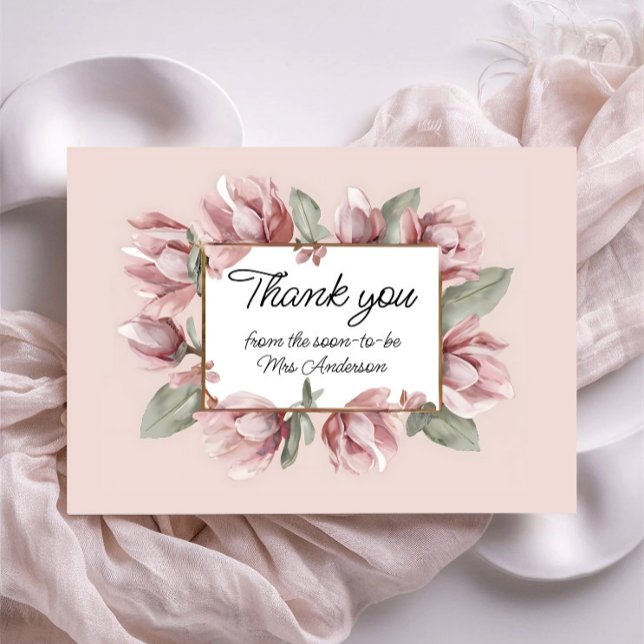 Carte De Remerciements Élégant floral Dusty Rose Blush (Créateur téléchargé)