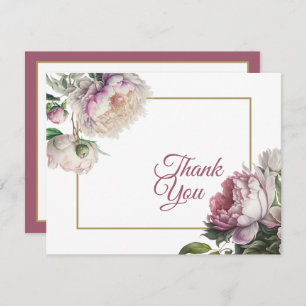 Carte De Remerciements Élégant floral rose et blanc