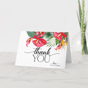 Carte De Remerciements Élégant floral tropical moderne d'été