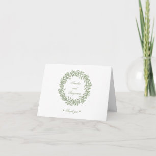 Carte De Remerciements Élégant Floral Vert Sauge Français Vintage