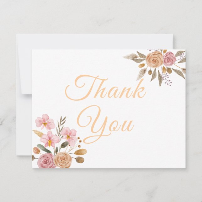 Carte De Remerciements Elegant Floral Wedding (Devant)