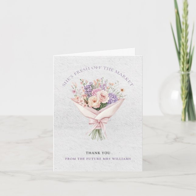 Carte De Remerciements Elegant Fresh Off the Market Shower Thank You Card (Devant)