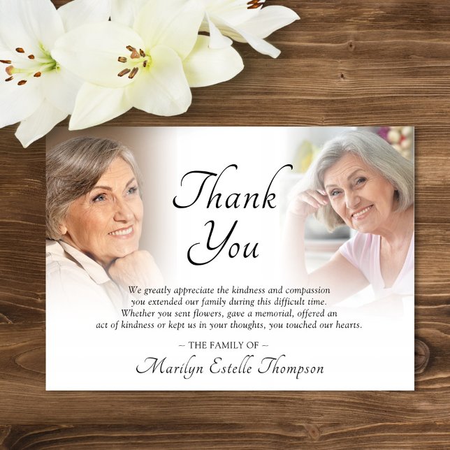 Carte De Remerciements Elegant Funeral Memorial 2 Photos Thank You (Créateur téléchargé)