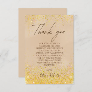 Carte De Remerciements Elégant Gold 60e anniversaire