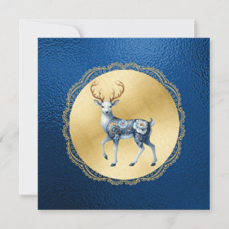 Carte De Remerciements Elegant Gold and Blue Christmas Thank You Note