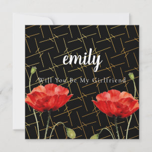 Carte De Remerciements Elegant Gold Be My Girfriend/Boyfriend Card