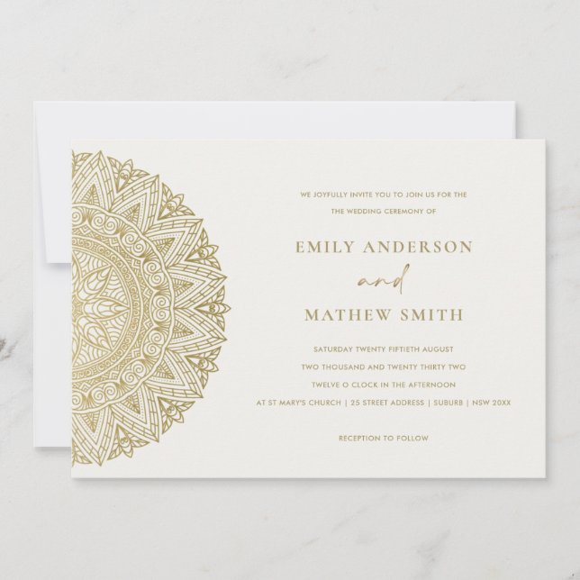 Carte De Remerciements Elégant Gold Classic Ornate Mandala Wedding Invita (Devant)
