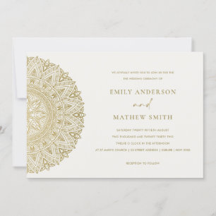Carte De Remerciements Elégant Gold Classic Ornate Mandala Wedding Invita