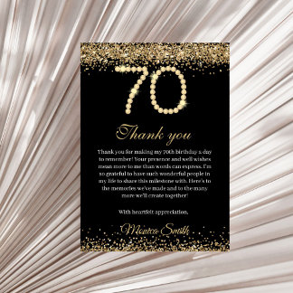 Carte De Remerciements Elegant Gold Diamonds 70th Birthday Thank you Card