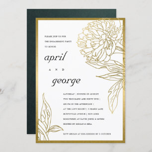 CARTE DE REMERCIEMENTS ELEGANT GOLD FOIL CLASSY FLORAL FIANÇAILLES INVITA