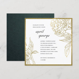 CARTE DE REMERCIEMENTS ELEGANT GOLD FOIL FLORAL FÊTE DES MARIÉES INVITATI