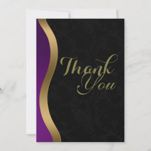 Carte De Remerciements Elégant Gold Purple Black Funeral