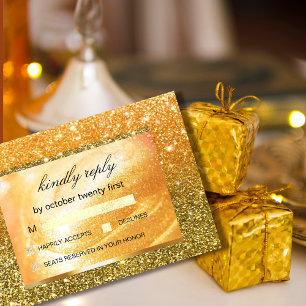 Carte De Remerciements Elegant Gold RSVP Parties scintillant et Pearl