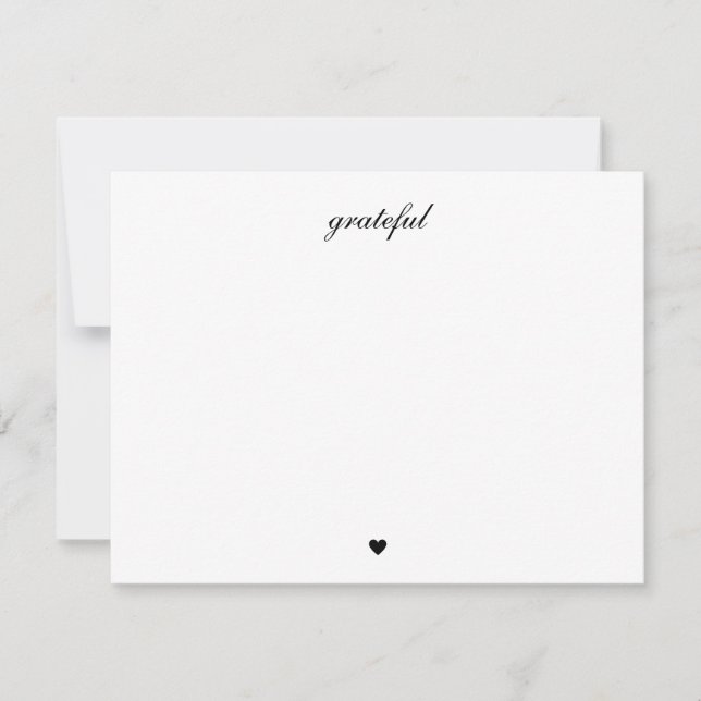 Carte De Remerciements Élégant Grateful Heart Script Vieux argent (Devant)