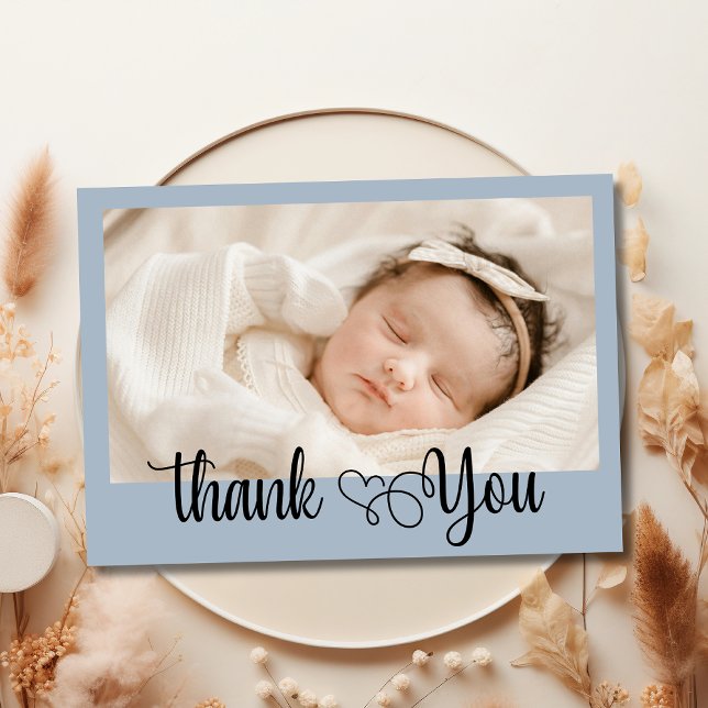 Carte De Remerciements Elegant Heart Script Photo Baby Shower Thank You  (Créateur téléchargé)