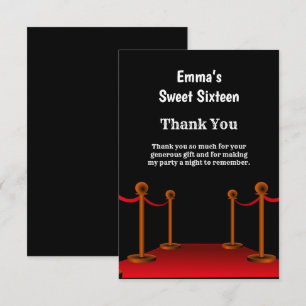 Carte De Remerciements Elégant Hollywood Red Carpet Sweet 16 Anniversaire