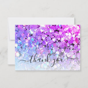 Carte De Remerciements Elégant Holographe Parties scintillant Maquillage