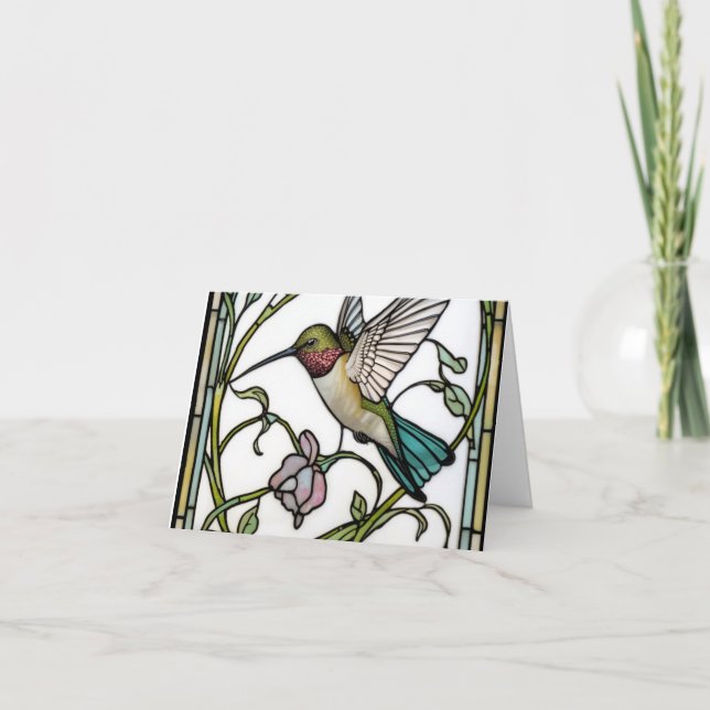 Carte De Remerciements Elegant hummingbird artwork botanical boho chic (Devant)