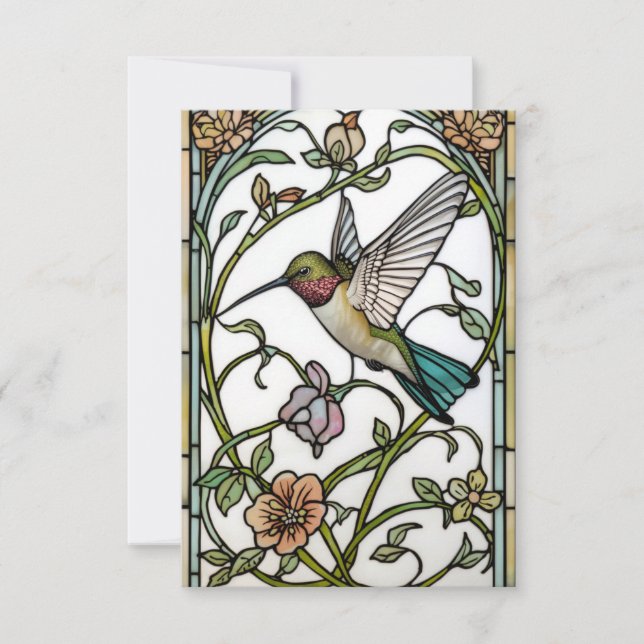 Carte De Remerciements Elegant hummingbird artwork botanical boho chic (Devant)