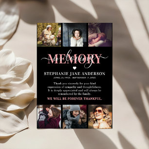 Carte De Remerciements Elegant In Loving Memory Photo Collage Keepsake
