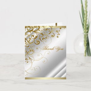 Carte De Remerciements Elegant Ivory Gold Swirl Thank You