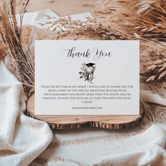 Carte De Remerciements Elegant Kintsugi Floral Dental Graduation Party (Créateur téléchargé)