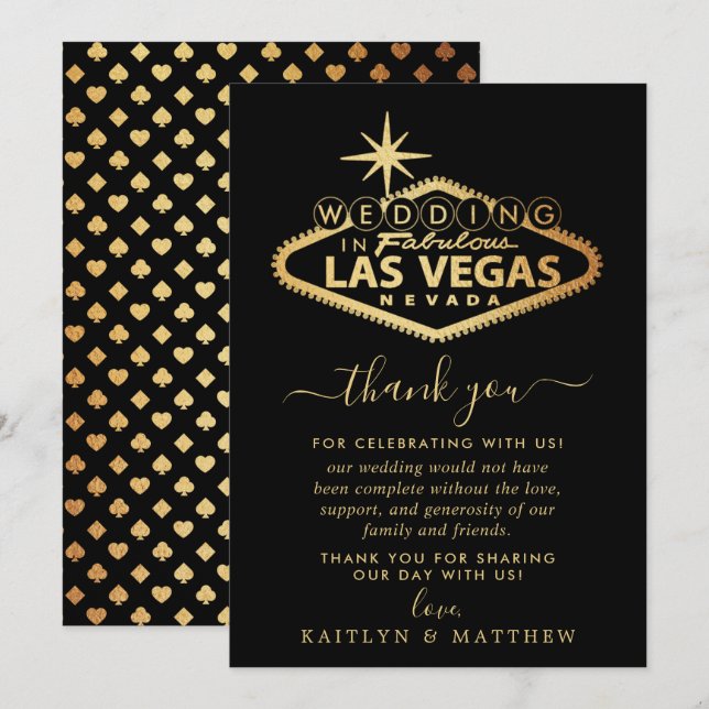 Carte De Remerciements Elégant Las Vegas Destination Mariage (Devant / Derrière)