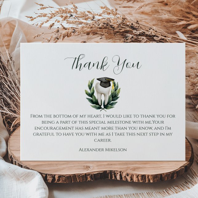 Carte De Remerciements Elegant Laurel Dental Graduation (Créateur téléchargé)