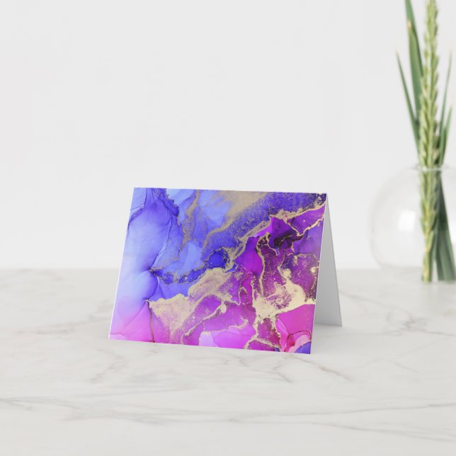 Carte De Remerciements Élégant lavis d'encre rose violet ton bijou  (Devant)