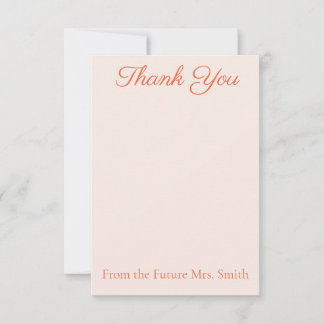 Carte De Remerciements Elegant Light Orange Bridal Shower Thank You Cards