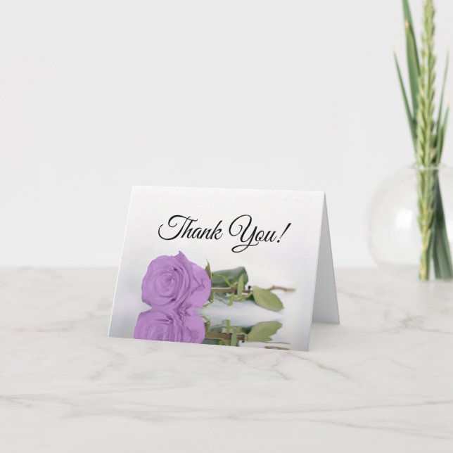 Carte De Remerciements Élégant Lilac violet Rose photo Mariage intérieur (Devant)