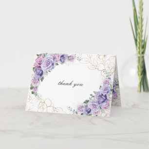 Carte De Remerciements Élégant Lilas Lavande Roses Mariage Plié